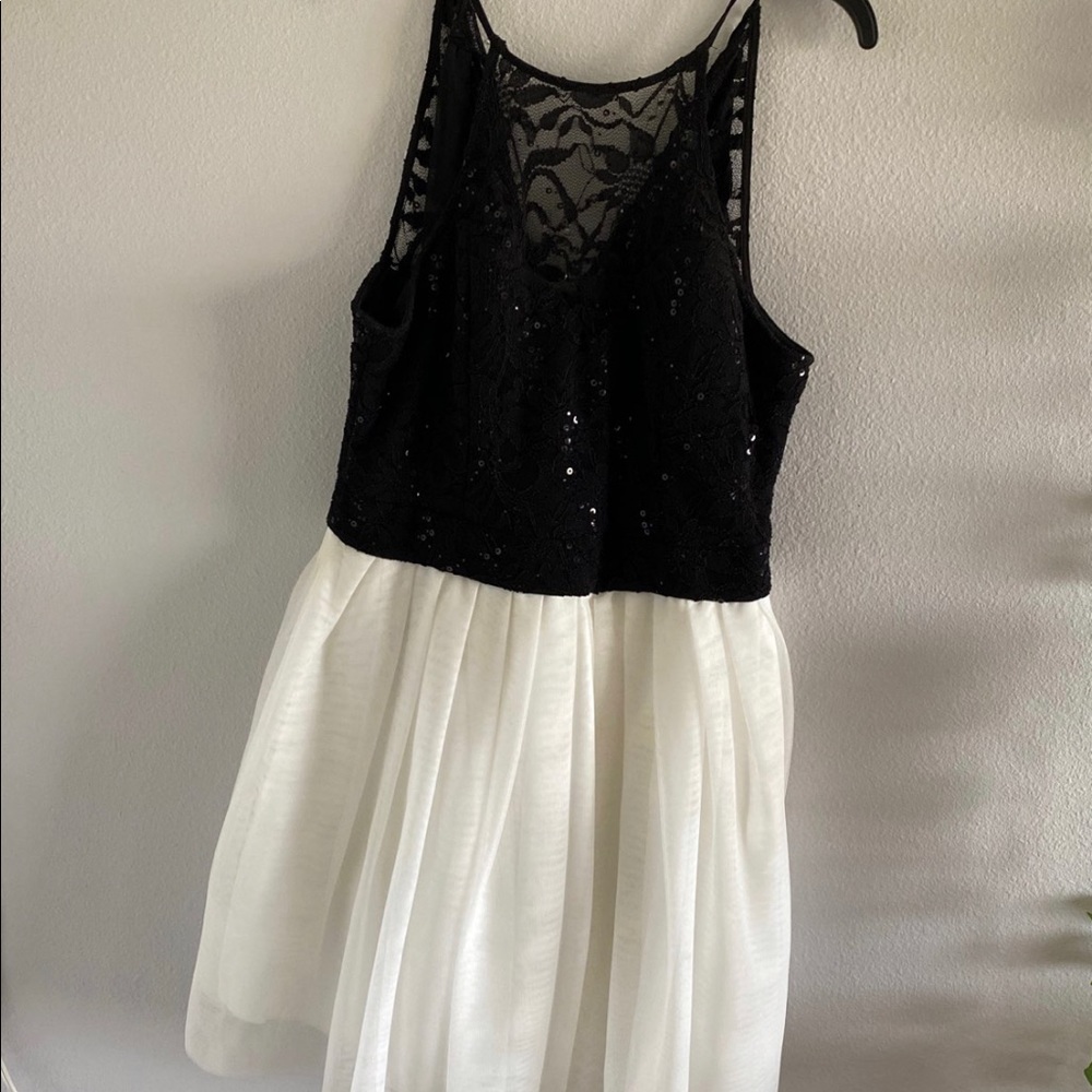 B Darlin Black and White Lace Midi Dress